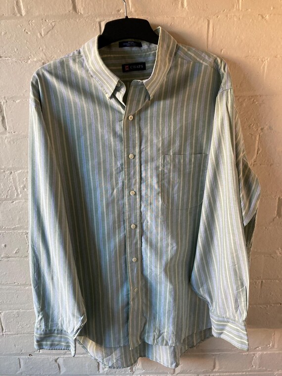 Chaps/ralph Lauren Green & Yellow Wrinkle Free , Classic Boyfriend Shirt  NEW - Etsy