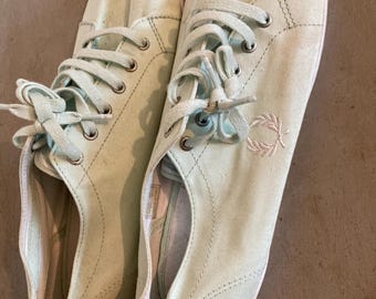 Fred Perry Kingston Twill Mint Green Sneakers Trainers UK 12