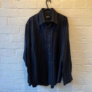 Chic Versace Black Striped Embroidered Long Sleeve Shirt - Size Medium