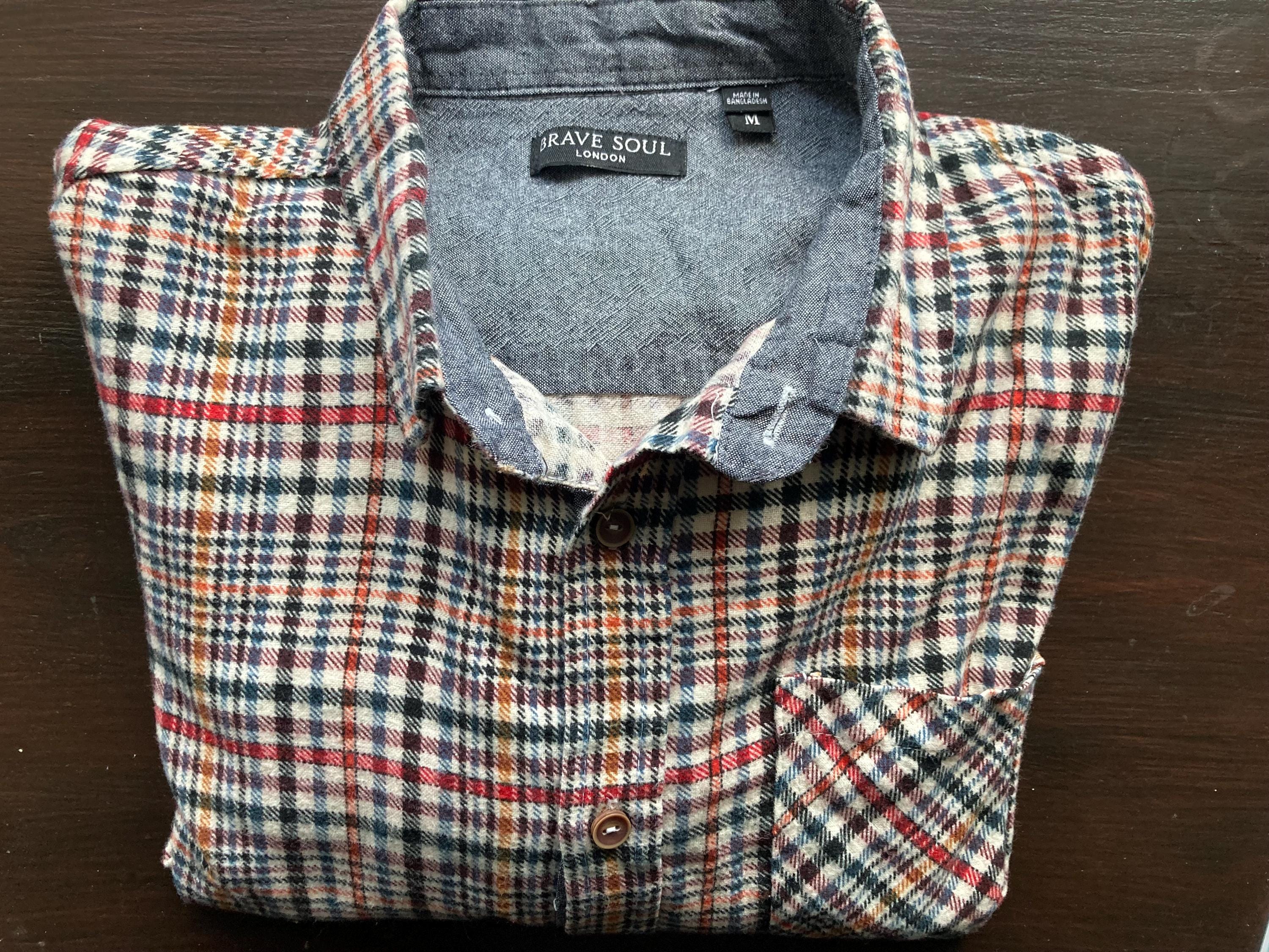 Heritage Brown Flannel Shirt, Long Sleeve Check Shirt, M 42 Chest Shirt, Brave Soul Shirt, , Fall Fashion
