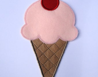 Strawberry Ice Cream Iron on Applique Ready to ship