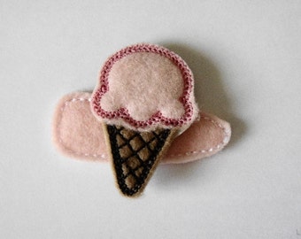 Strawberry Ice Cream Hair Clip -  Felt Hair Clip