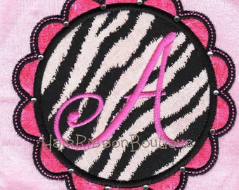 Zebra Monogram Shirt - Embroidered Monogram Shirt - Bodysuit with monogram - Zebra Monogram