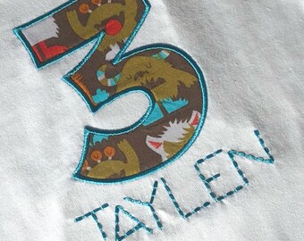 Personalized Monster birthday shirt embroidered custom embroidery monster themed birthday shirt