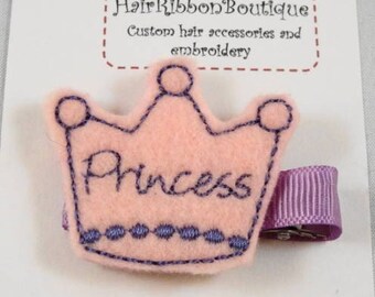 Princess Hair Clip Pink Felt