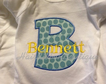 Monogram Name Body Suit - personalized baby gift