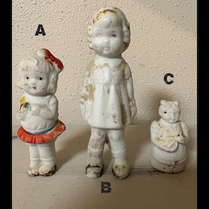 Set of 3 Vintage Little Girl Bisque Figurines