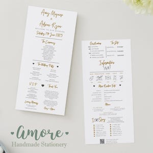 Longue durée de service | Carte de cérémonie de mariage | Téléchargement numérique | Toile | Infographie | Messe de mariage | Modèle | Programme | Minimaliste
