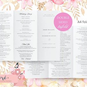 三つ折り式次第 | 結婚式式典冊子 | デジタルダウンロード | Canva | ミサ冊子 | ミサ全体 | カトリック | テンプレート | 結婚 |