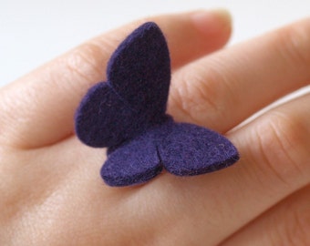 Felt Butterfly Ring -VIOLET- Medium