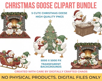 Christmas Goose Clipart Bundle | Holiday Geese PNGs (Digital Download)