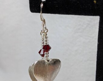 Red Brushed Silver Hearts