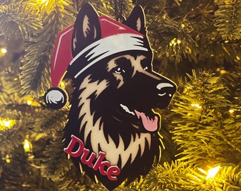 Adorno navideño personalizado de pastor alemán. Un regalo personalizado, perfecto para los amantes de los perros.