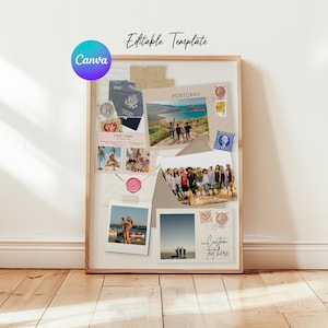 Postcard Travel Custom Photo Poster Canva Template, Keepsake Gift Personalised Vacation Print Photo Poster, Editable Canva Wall Art Template