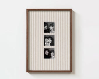 Custom Linen Effect Photo Mat Stripe 3 Photo Wall Art Personalised Passepartout Print (PHYSICAL UNFRAMED & FRAMED)