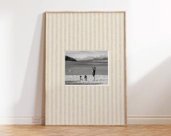 Custom Linen Effect Beige Photo Mat Stripe Wall Art Personalised Print (DIGITAL DOWNLOAD)