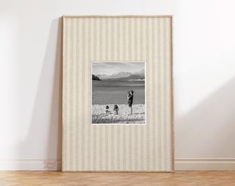 Custom Linen Effect Beige Photo Mat Stripe Wall Art Personalised Print (DIGITAL DOWNLOAD)