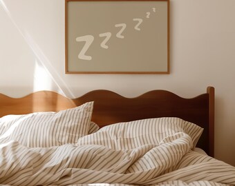 Landskap Beige ZZZ Sömn Sovrum Estetiskt Handritat Rustikt Tryck (Digital Nedladdning)