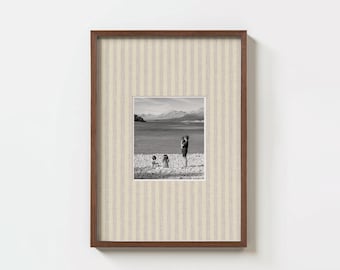 Custom Linen Effect Photo Mat Stripe Vertical Photo Wall Art Personalised Passepartout Print (PHYSICAL UNFRAMED & FRAMED)