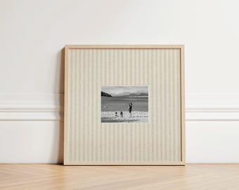Custom Linen Effect Square Beige Photo Mat Stripe Wall Art Personalised Print (DIGITAL DOWNLOAD)