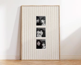 Custom Linen Effect Beige Photo Mat Stripe 3 Photo Wall Art Personalised Print (DIGITAL DOWNLOAD)