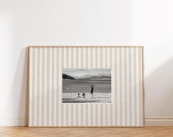 Custom Linen Effect Horizontal Beige Photo Mat Stripe Wall Art Personalised Print (DIGITAL DOWNLOAD)