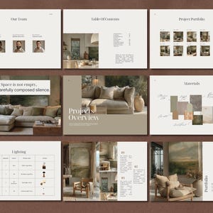 Plantilla de portafolio de diseño de interiores: presentación editable de 40 páginas (Canva, InDesign)