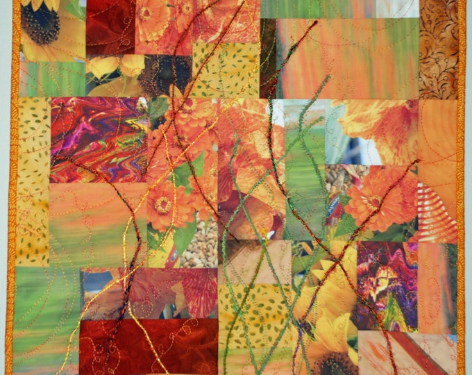 Fiber Art Yellow and Orange Color Play Quilted Wall Hanging Etsy