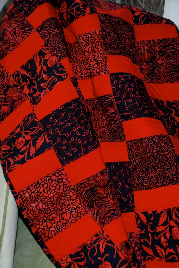 Red and Black Handmade Quilt Etsy