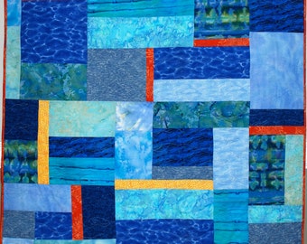 Fiber Art Quilt Water Views Wall Hanging or Throw