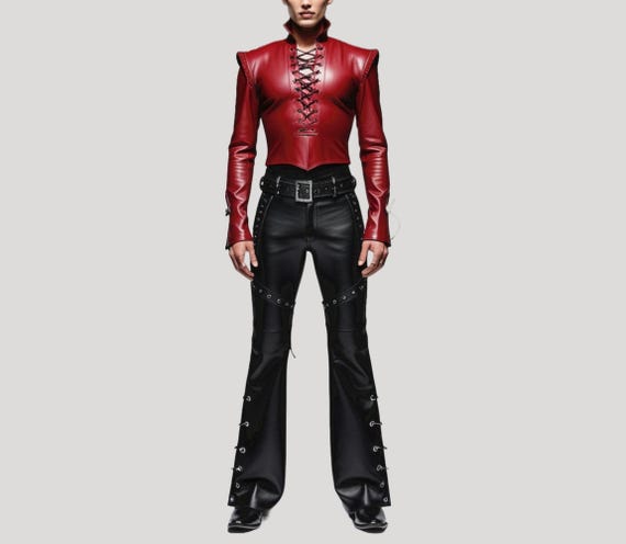 Chemise Gothique En Cuir Avec Lacets - Style Médiéval Homme - Manches Courtes Et Coupe Moulante - Noir