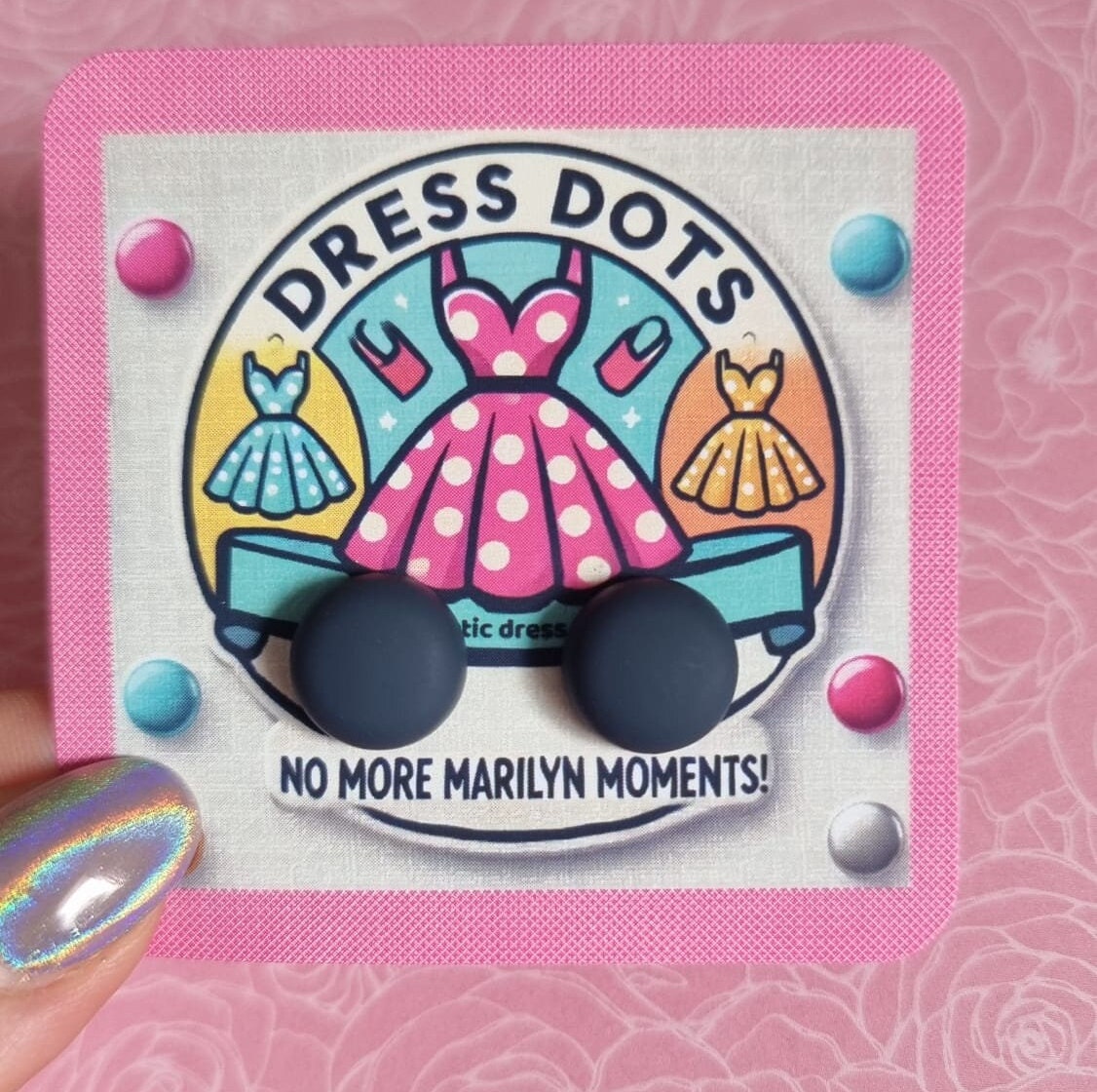 Dress Dots: No More Marilyn Moments! Beautiful and Reusable, Magnetic Dress Weights for Every Occasion. Non Snag, No Adhesives, just magic!