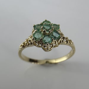9ct Gold Emerald Cluster Ring. Ref: SH5325