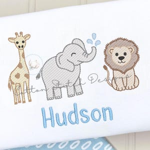 Zoo Animal Trio Sketch Stitch Machine Embroidery Design Digital Download
