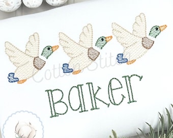 Flying Mallard Duck Embroidery Design: Sketch Stitch Trio (Digital Download)