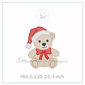 Mini Santa Teddy Bear Sketch Stitch Machine Embroidery Design Digital Download