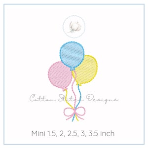 Diseño de bordado a máquina con puntada de boceto de mini globos, descarga digital