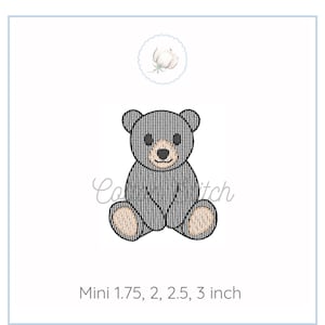 Mini Black Bear Cub Sketch Stitch Machine Embroidery Design, Light Fill Quick Stitch Embroidery Design