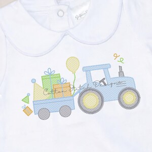 Birthday Farm Tractor Sketch Stitch Machine Embroidery Design Digital Download