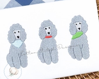 Poodle Trio Fill Stitch Machine Embroidery Design (Digital Download)