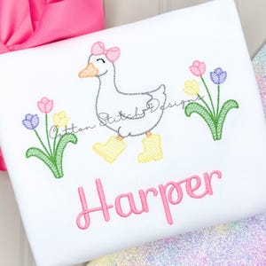 Spring Tulip Goose Sketch Stitch Machine Embroidery Design Digital Download