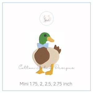 Dapper Mallard Duck Bow Tie Fill Stitch Machine Embroidery Design Digital Download