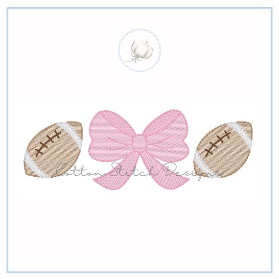Football Bow Sketch Stitch Embroidery Design
