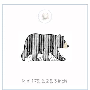 Mini Black Bear Sketch Stitch Machine Embroidery Design, Light Fill Quick Stitch Embroidery Design