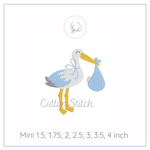 Baby Stork Fill Stitch Embroidery Design (Digital Download)