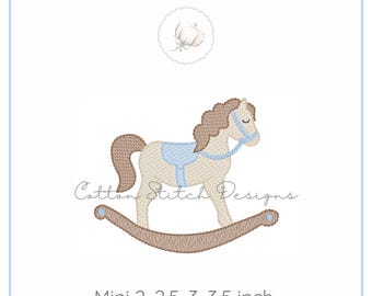 Mini Rocking Horse Sketch Stitch Machine Embroidery Design Digital Download