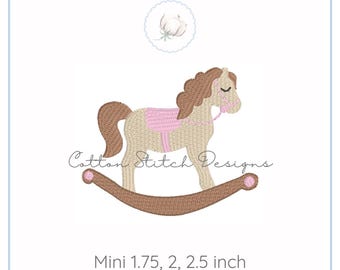 Mini Rocking Horse Satin Fill Machine Embroidery Design