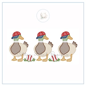 Baseball Mallard Duck Trio Sketch Stitch Embroidery Design