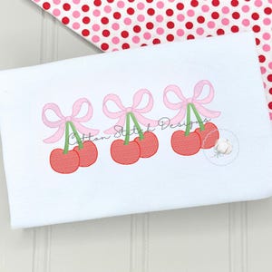 Cherry Bow Trio Sketch Stitch Embroidery Design (Digital Download)