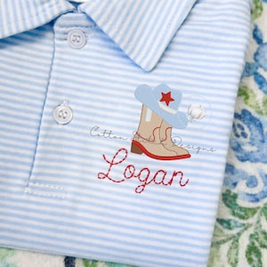 Mini Cowboy Boots and Hat Fill Stitch Machine Embroidery Design Digital Download